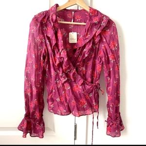 NWT Free People Wrap Front Long Sleeve Blouse Size XS